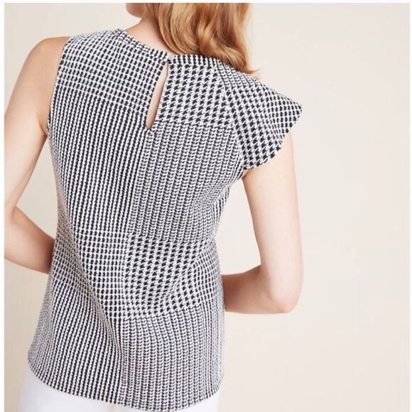 Dolan Anthropologie Callan Houndstooth Textured Ruffle Top - Picture 3 of 6